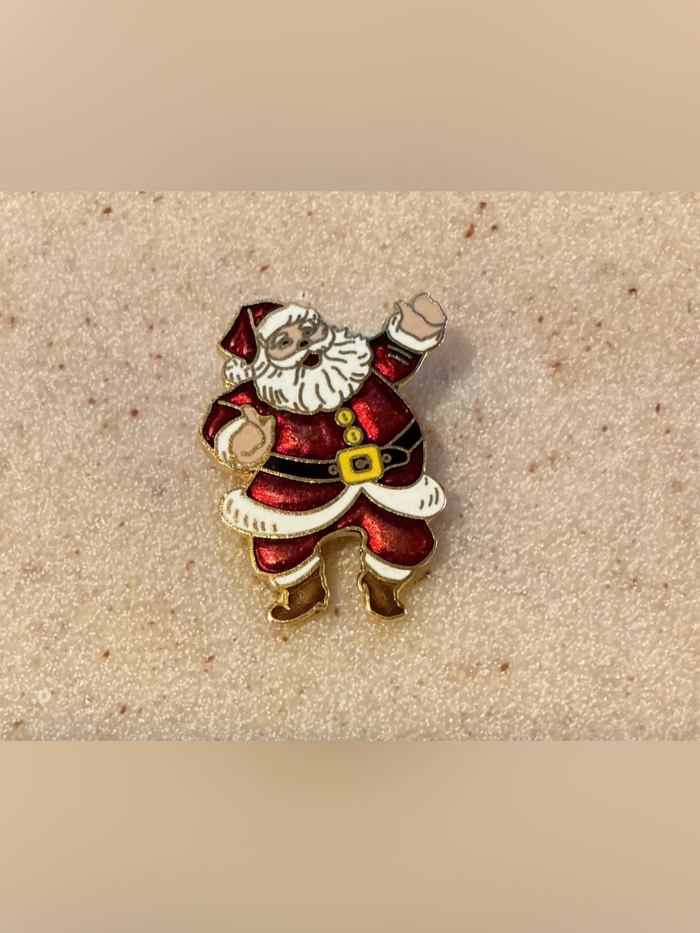Holiday Santa Claus Enamel Ornament Pin - Red and Gold
